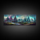 High Fantasy Forest Wall Art, Ready To Hang Canvas Print, Panoramic Art, Fantasy RPG Concept Art