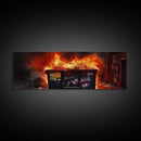 A Dumpster Fire, Panoramic Canvas Print, Wall Art, Living Room Wall Art