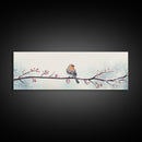 Panoramic Print Of a Bluebird On A Tree Branch, Framed Canvas Print, Winter Centerpiece, Autumn Decor, Fall Decor, Cute Wall Art