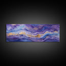 Purple Marble Canvas Wall Art, Abstract Canvas Art, Panoramic Extra Large Wall Art, Marble Wall Decor, Modern Art, Purple and Gold Art