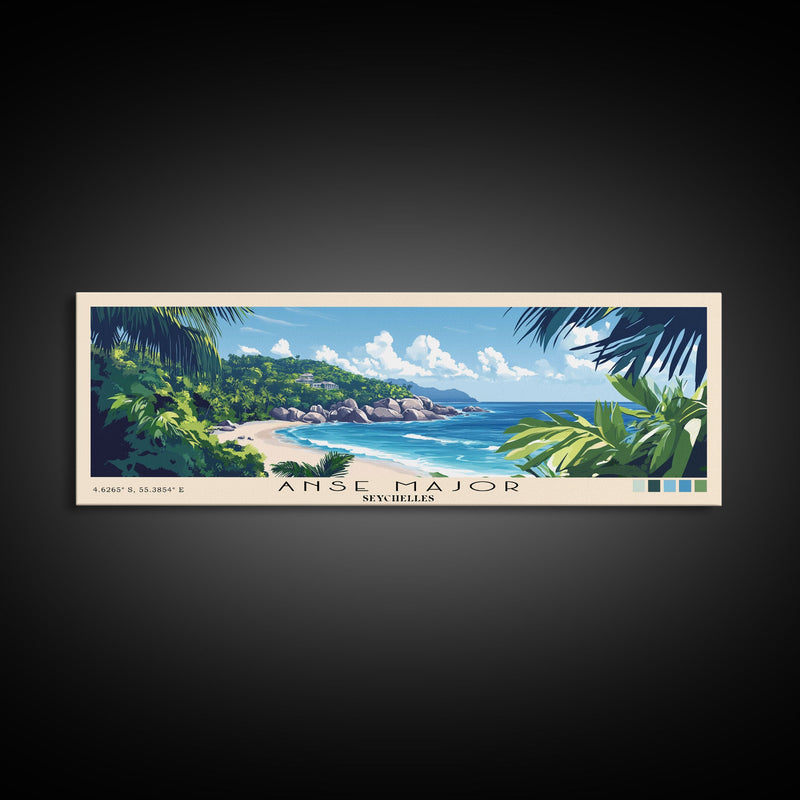 Anse Major, Seychelles Panoramic Beach Print, Vacation Gift, Seychelles Wall Art, Beach Painting, Beach Decor, Beach Painting