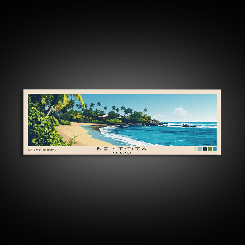 Bentota, Sri Lanka Panoramic Beach Print, Vacation Gift, Sri Lanka Wall Art, Framed Canvas Print, Framed Beach Painting