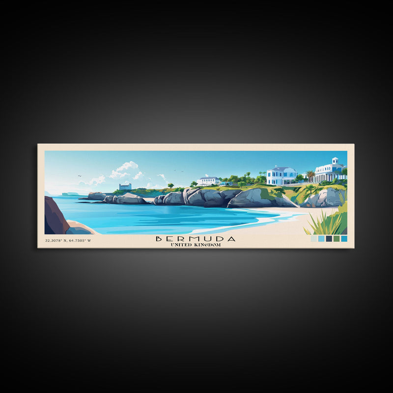 Bermuda, United Kingdom Panoramic Beach Print, Vacation Gift, United Kingdom Wall Art, Beach Painting, Beach Decor, Beach Painting