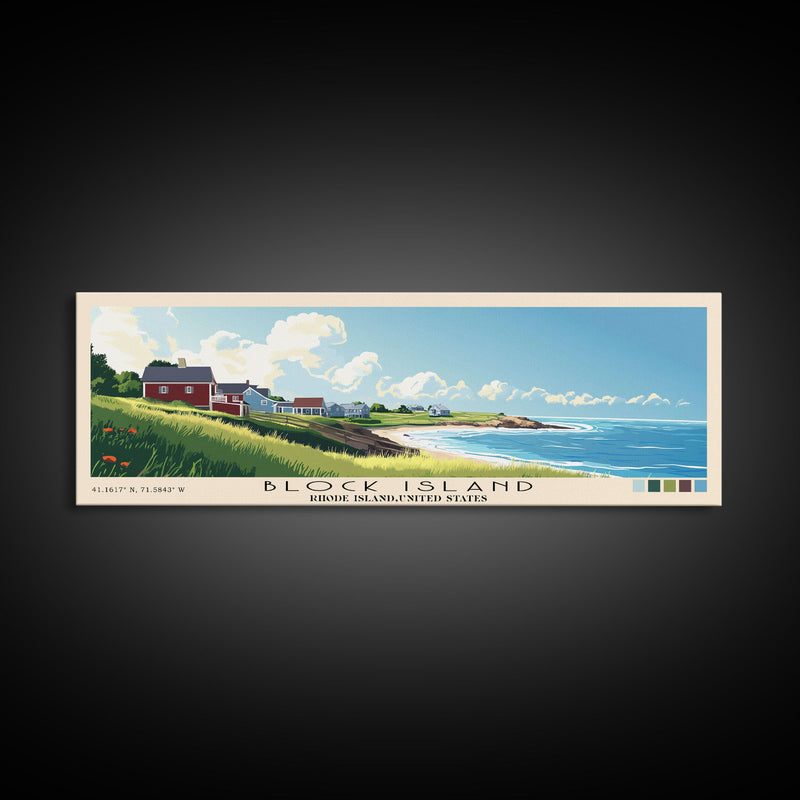 Block Island, Rhode Island,United States Panoramic Print, Vacation Gift, Rhode Island,United States Wall Art, Beach Painting, Beach Decor, Beach Or Lakehouse Art