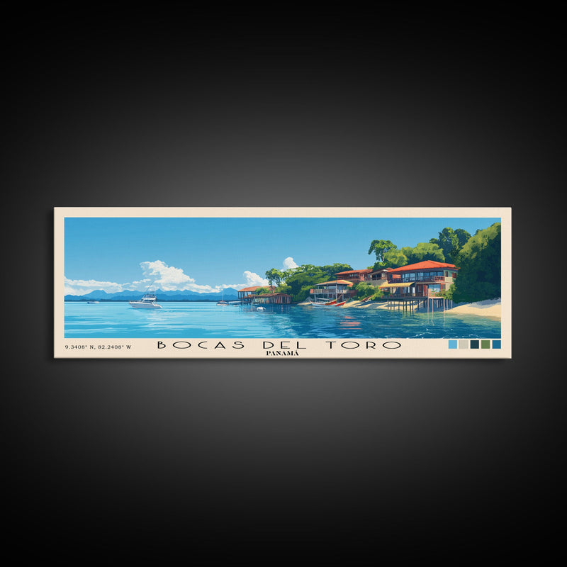 Bocas del Toroâ€¯, PanamÃ¡ Panoramic Beach Print, Vacation Gift, PanamÃ¡ Wall Art, Beach Painting, Beach Decor, Beach Painting