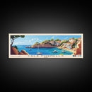 Cala Fornells, Spain Panoramic Beach Print, Vacation Gift, Spain Wall Art, Framed Canvas Print, Framed Beach Painting