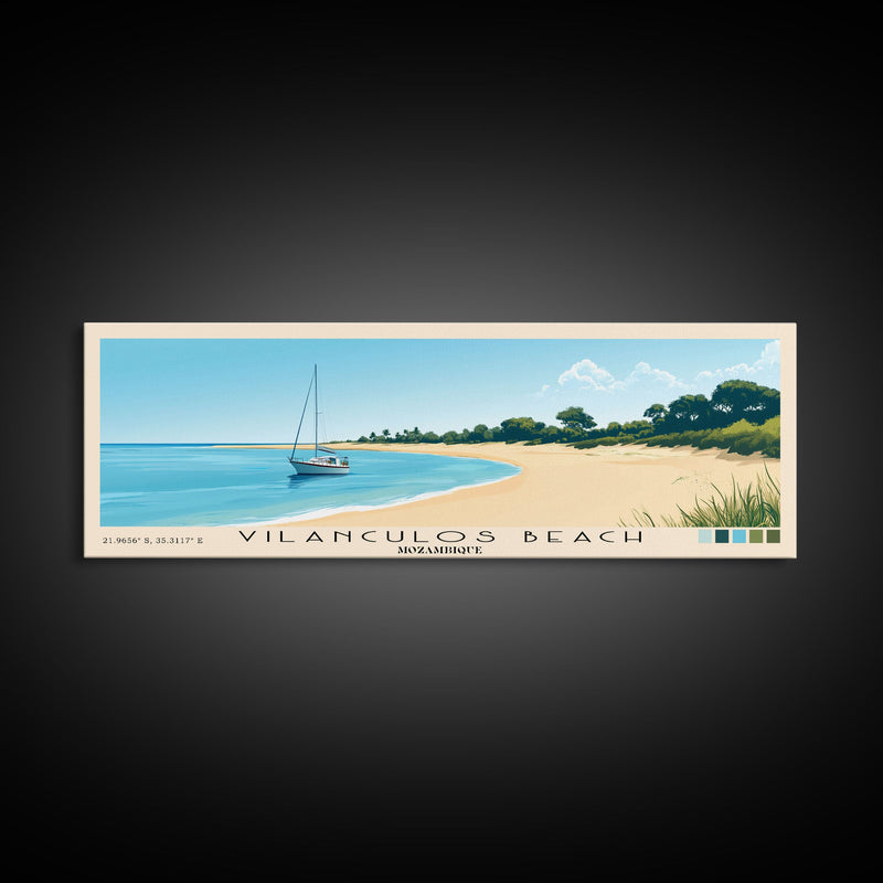 Vilanculos Beach, Mozambique Panoramic Print, Vacation Gift, Mozambique Wall Art, Beach Painting, Beach Decor, Large Wall Art, Wood Frame Art