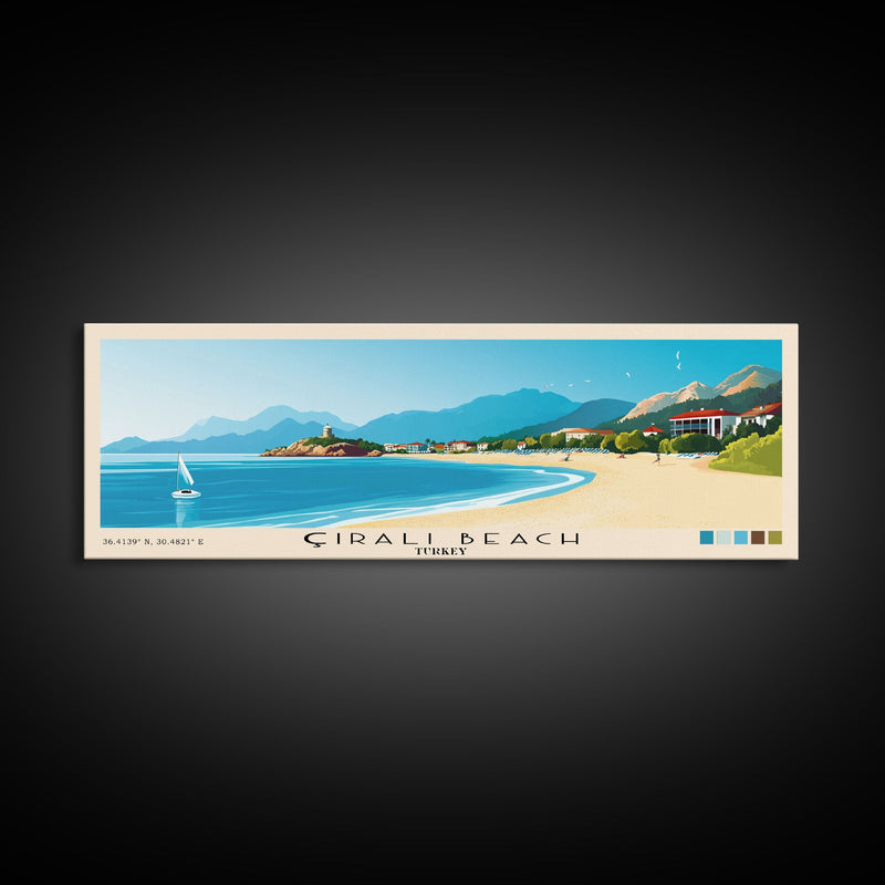 Ã‡Ä±ralÄ± Beach, Turkey Panoramic Print, Vacation Gift, Turkey Wall Art, Beach Painting, Beach Decor, Beach Or Lakehouse Art