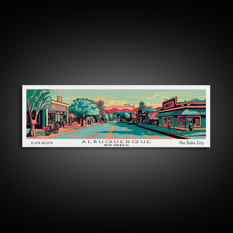 Albuquerque New Mexico Panoramic Travel Poster Canvas Print