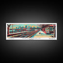 Indianapolis Indiana Panoramic Travel Poster Framed Canvas Print, Mid Century Modern Art, Pop Art Style, Wall Decor, Office Art, Living Room Art