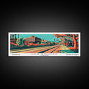 Los Angeles California Panoramic Wall Art Framed Canvas Print, Travel Poster, Mid Century Modern Art, Pop Art Style, Home Decor, Living Room Art