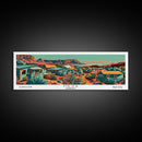 Mesa Arizona Panoramic Travel Poster Framed Canvas Print, Mid Century Modern Art, Pop Art Style, Wall Art, Home Decor, Office Wall Art