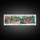 New York New York Panoramic Wall Art Framed Canvas Print, Travel Poster, Mid Century Modern Art, Pop Art Style, Wall Decor, Office Wall Art