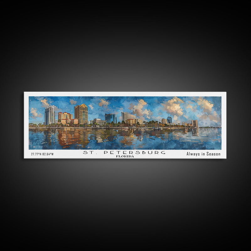St. Petersburg Florida Travel Poster, Framed Canvas Print, Wall Art, Home Decor, Office Art, Living Room Art, Travel Gift, Vintage Style