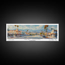 West Covina California Panoramic Framed Canvas Print, Retro Travel Poster, Unique Wall Art, Artistic Living Room Decor, Office Gift, Original Artwork