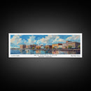 Wilmington North Carolina Panoramic Framed Canvas Print, Retro Style Travel Poster, Artistic Wall Art, Unique Office Decor, Living Room Gift