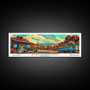 Albuquerque New Mexico Panoramic Painting Framed Canvas Print, Mid Century Modern Art, Pop Art Style, Travel Poster, Wall Art Decor