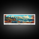 Anchorage Alaska Panoramic Travel Poster Framed Canvas Print, Mid Century Modern Art, Pop Art Style, Wall Art Decor, Home Decoration