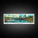 Cleveland Ohio Panoramic Wall Art Framed Canvas Print, Mid Century Modern Art, Pop Art Style, Travel Poster, Home Decor, Retro Style