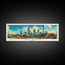 Forth Worth Texas Panoramic Painting Framed Canvas Print, Mid Century Modern Art, Pop Art Style, Travel Poster, Living Room Decor