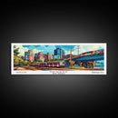 Newark New Jersey Panoramic Painting, Retro Style Framed Canvas Print, Mid Century Modern Wall Art, Pop Art Travel Poster