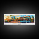 North Las Vegas Nevada Panoramic Painting, Mid Century Modern Framed Canvas Print, Pop Art Wall Hanging, Retro Travel Poster