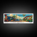 San Antonio Texas Panoramic Wall Art, Mid Century Modern Framed Canvas Print, Retro Pop Art Travel Poster, Home Decor