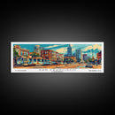 San Francisco California Panoramic Framed Canvas Print, Mid Century Modern Wall Art, Pop Art Home Decor, Retro Style Travel Poster
