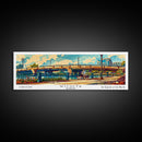 Wichita Kansas Panoramic Painting, Mid Century Modern Framed Canvas Print, Retro Pop Art Travel Poster, Wall Art, Home Decor