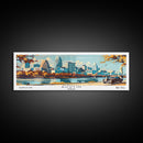 Austin Texas Panoramic Painting, Mid Century Modern Framed Canvas Print, Retro Pop Art Travel Poster, Wall Art, Home Decor, Office Art, Gift Idea
