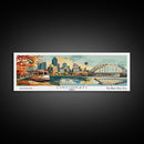 Cincinnati Ohio Panoramic Wall Art, Retro Pop Art Framed Canvas Print, Mid Century Modern Travel Poster, Living Room Decor, Wall Hanging, Office Art