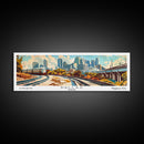 Dallas Texas Panoramic Wall Art, Retro Pop Art Framed Canvas Print, Mid Century Modern Travel Poster, Living Room Decor, Office Art