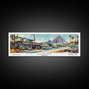 Gilbert Arizona Panoramic Painting, Mid Century Modern Framed Canvas Print, Retro Pop Art Travel Poster, Living Room Art, Wall Hanging, Office Decor