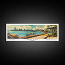 Hialeah Florida Panoramic Painting, Mid Century Modern Framed Canvas Print, Retro Pop Art Travel Poster, Wall Art, Home Decor, Office Wall Art, Gift Idea