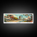 Irvine California Panoramic Wall Art, Mid Century Modern Framed Canvas Print, Retro Pop Art Travel Poster, Home Decor, Living Room Art, Office Wall Hanging