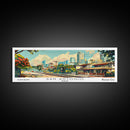 San Antonio Texas Panoramic Wall Art, Mid Century Modern Framed Canvas Print, Retro Pop Art Travel Poster, Living Room and Office Decor