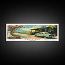 Santa Ana California Panoramic Painting, Mid Century Modern Framed Canvas Print, Retro Pop Art Travel Poster, Living Room and Office Wall Art