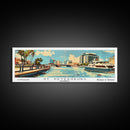 St. Petersburg Florida Panoramic Wall Art, Mid Century Modern Framed Canvas Print, Retro Pop Art Travel Poster, Living Room and Office Wall Art