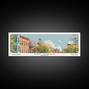 Ann Arbor Michigan Panoramic Painting, Mid Century Modern Framed Canvas Print, Retro Pop Art Travel Poster, Living Room Wall Art Decor, City Print