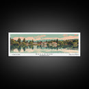 Bellevue Washington Panoramic Painting, Mid Century Modern Framed Canvas Print, Retro Pop Art Travel Poster, Office Wall Art, City Print