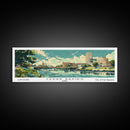 Cedar Rapids Iowa Panoramic Painting, Mid Century Modern Framed Canvas Print, Retro Pop Art Travel Poster, Living Room Wall Art Decor, City Print