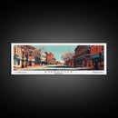Evansville Indiana Panoramic Painting, Mid Century Modern Framed Canvas Print, Retro Pop Art Travel Poster, Living Room Wall Art
