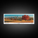 Kansas City Kansas Panoramic Wall Art, Mid Century Modern Framed Canvas Print, Retro Pop Art Travel Poster, Office Wall Art