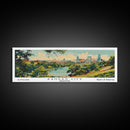 Kansas City Missouri Panoramic Painting, Mid Century Modern Framed Canvas Print, Retro Pop Art Travel Poster, Living Room Decor