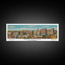 Manchester New Hampshire Panoramic Painting, Mid Century Modern Framed Canvas Print, Retro Pop Art Travel Poster, Living Room Decor