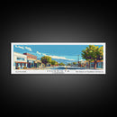 Murrieta California Panoramic Painting, Mid Century Modern Framed Canvas Print, Retro Pop Art Travel Poster, Living Room Decor