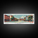 New Haven Connecticut Panoramic Wall Art, Mid Century Modern Framed Canvas Print, Retro Pop Art Travel Poster, Living Room Art