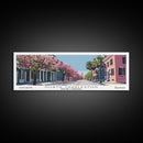 North Charleston South Carolina Panoramic Wall Art, Mid Century Modern Framed Canvas Print, Retro Pop Art Travel Poster, City Art, Office Wall Decor, Living Room Art