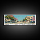 San Mateo California Panoramic Wall Art, Mid Century Modern Framed Canvas Print, Retro Pop Art Travel Poster, City Art, Office Wall Decor, Living Room Art