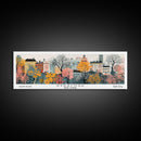 Syracuse New York Panoramic Wall Art, Mid Century Modern Framed Canvas Print, Retro Pop Art Travel Poster, Living Room and Office Decor